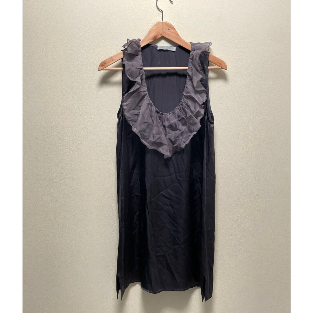 Geren Ford Womens Shift Dress Small Purple Silk Ruffle Sleeveless Fairy Grunge